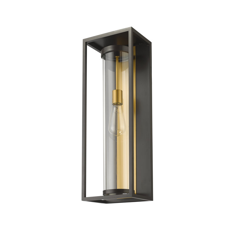 Plafonnier encastré d'extérieur 1 lumière Belote, Bronze / Laiton, H 24,25 po x l 8 po x P 6,25 po