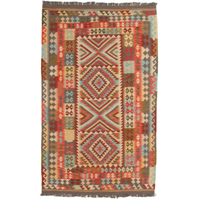 Geometric Wool Hand Woven 159cm X 263cm Area Rug