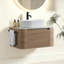 Meuble-lavabo de 30 po avec lavabo, armoire murale avec porte-serviettes gratuit, lavabo simple en céramique à rayures ovales blanc, sans drain et robinet, pré-assemblé
