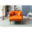 Chaise longue en velours avec coussins et coussin moelleux, réglable pour la chambre du salon (capitonnage décoratif orange, 3 niveaux, accoudoirs Living,-1416282339