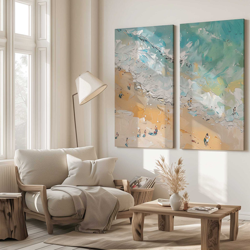Sérénade sablonneuse | Impression sur toile 2 panneaux | Dimensions combinées: 48 po x 48 po, H 48 po x l 48 po