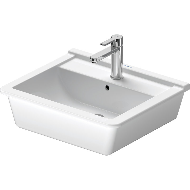 Duravit Starck 3 Ceramic Rectangular Drop-In Bathroom Sink with Overflow