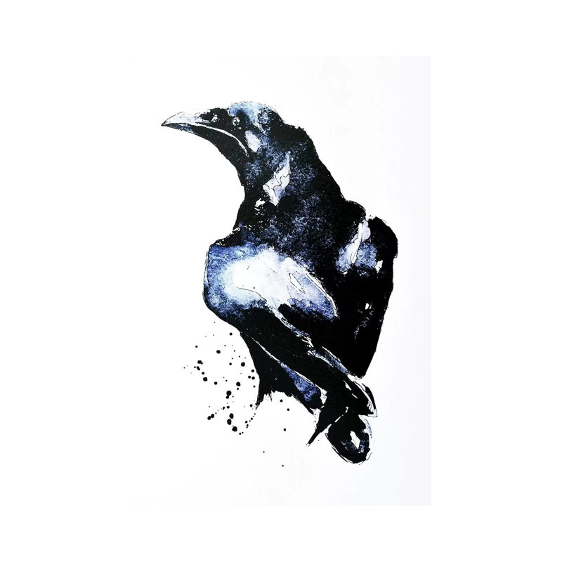 Corbeau par Edswatercolours - Giclée sur toile tendue avec châssis, H 12 po x l 8 po x P 0,75 po