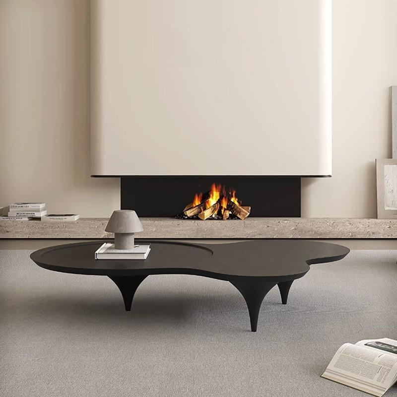 Retro style creative simple cloud coffee table, 12.6" H x 55.1" L x 37.4" W, Black