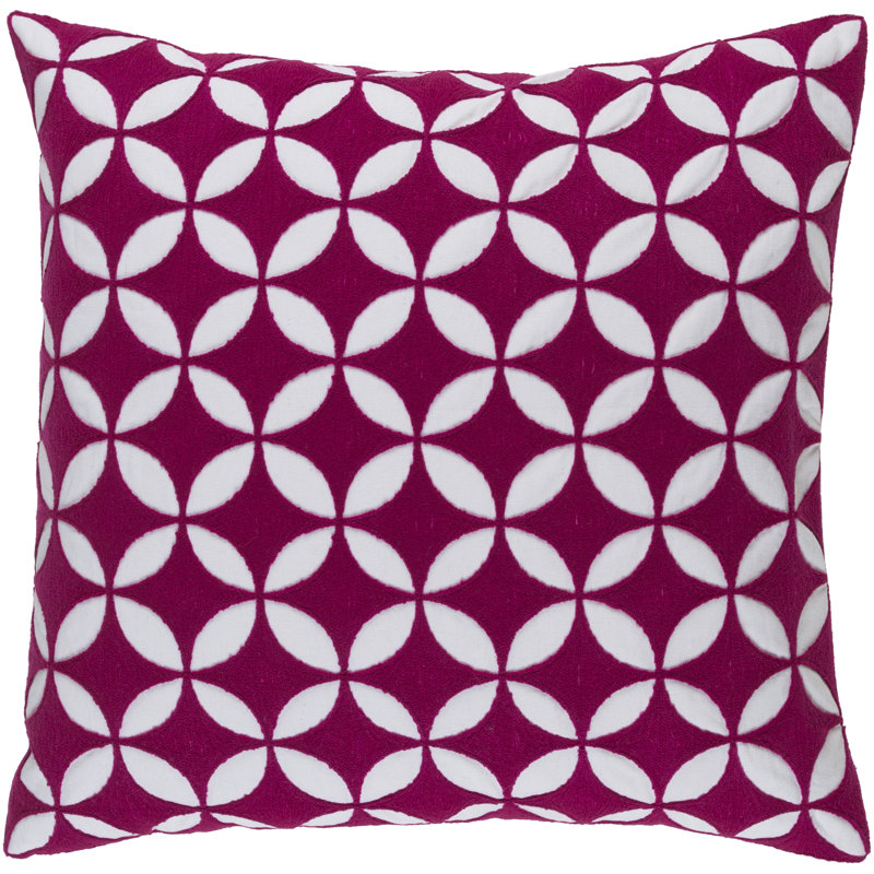 Toccoa Geometric Cotton Throw Pillow, 22" H x 22" W x 4" D, Hot Pink/Ivory