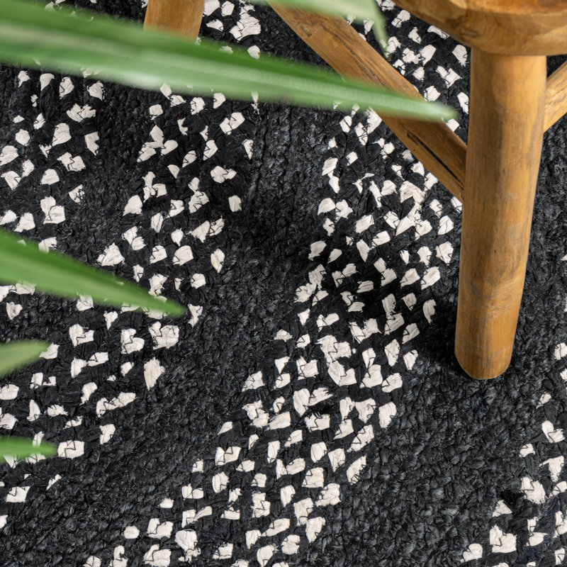 Tapis noir / blanc Maecyn, Rond 4 pi