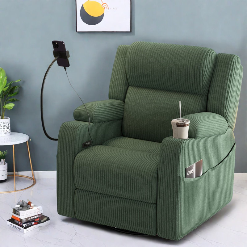 Fauteuils inclinables électriques modernes avec rangement, fauteuil réglable en velours côtelé pour la maison