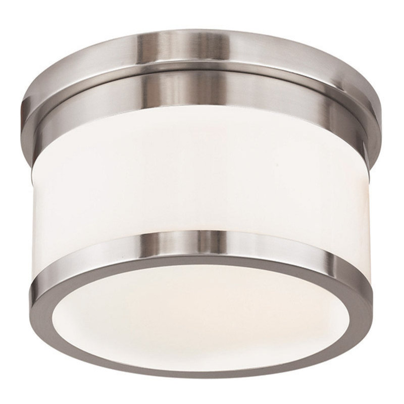 Plafonnier encastré en verre Ellieana, Nickel brossé, H 5,25 po x l 11,75 po x P 11,75 po