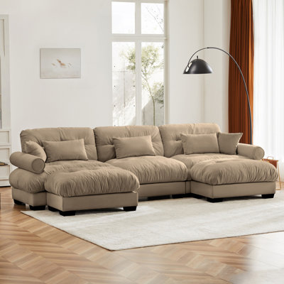 Canapé modulaire en U avec deux repose-pieds mobiles, canapé confortable