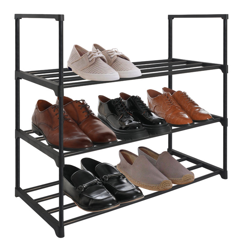  3 Tier Shoe Rack - Shoe Organizer for Closets, Entryways, or Garages - Storage Shelf with Reinforced Frame - Black, 3-Tier