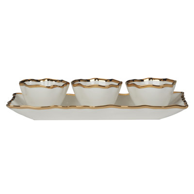Plateau et bols à condiments 14,25 po Regency Gold