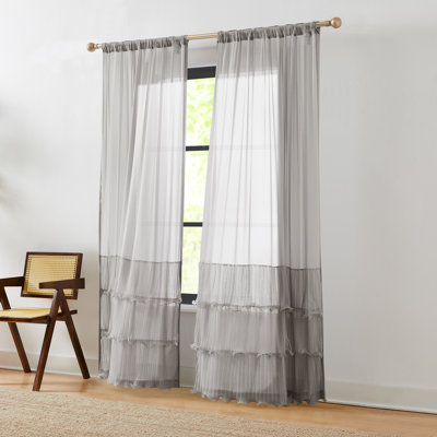 Georgette Sheer Window Curtain Panels Gray Set of 2