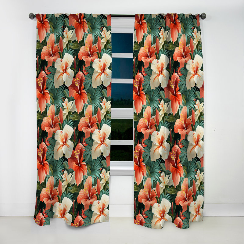 Paradise Mirage - motif tropical II - Rideau floral - Rideau occultant floral - 1 panneau, L 52 po x L 95 po