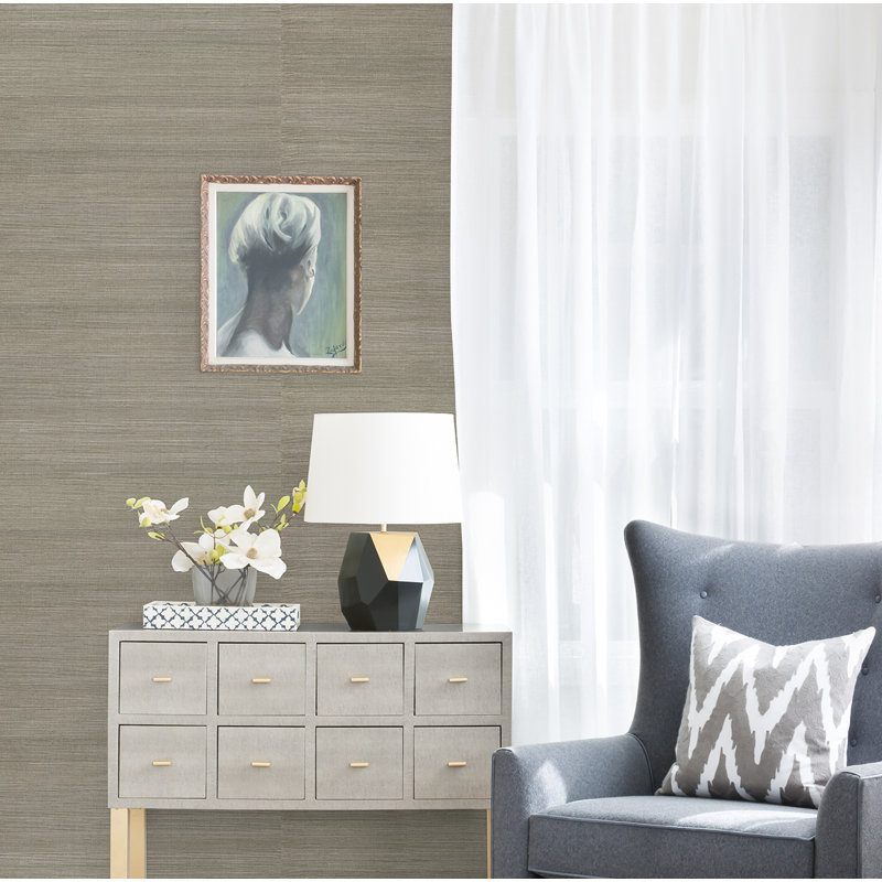 Loom Abstract Grass Cloth Wallpaper Roll, 36" W x 24' L, Gray