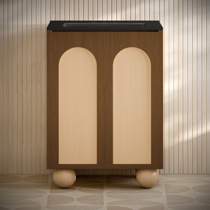 Ensemble de meuble-lavabo autoportant 24 po Plaisir II, Noir, noir, noir, noir, Chêne brun