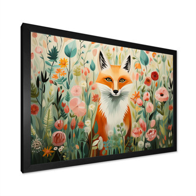 Art sur toile renard orange et rose de style IV - renard