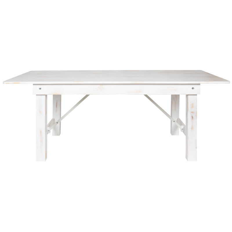 Table de salle à manger Dejon, H 30 po x L 84 po x l 40 po, Blanc antique rustique