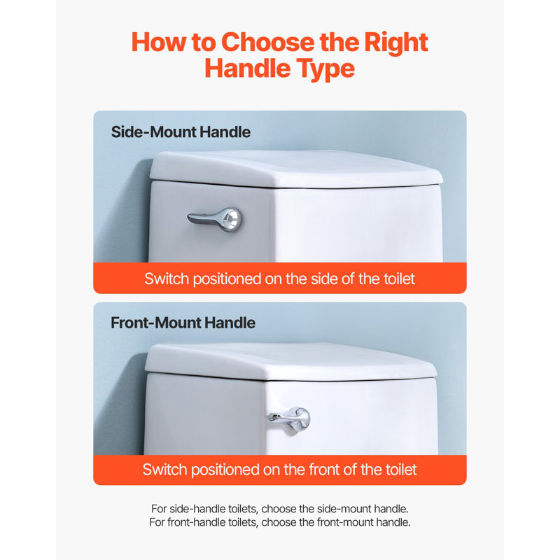 Toilet Handle Replacement Kit, Front Mount Universal Toilet Handle, Toilet Handle Lever With Stainless Steel Flapper Chain, Toilet Flush Handle Fits Various Toilet Tanks, Chrome Finish, Silver