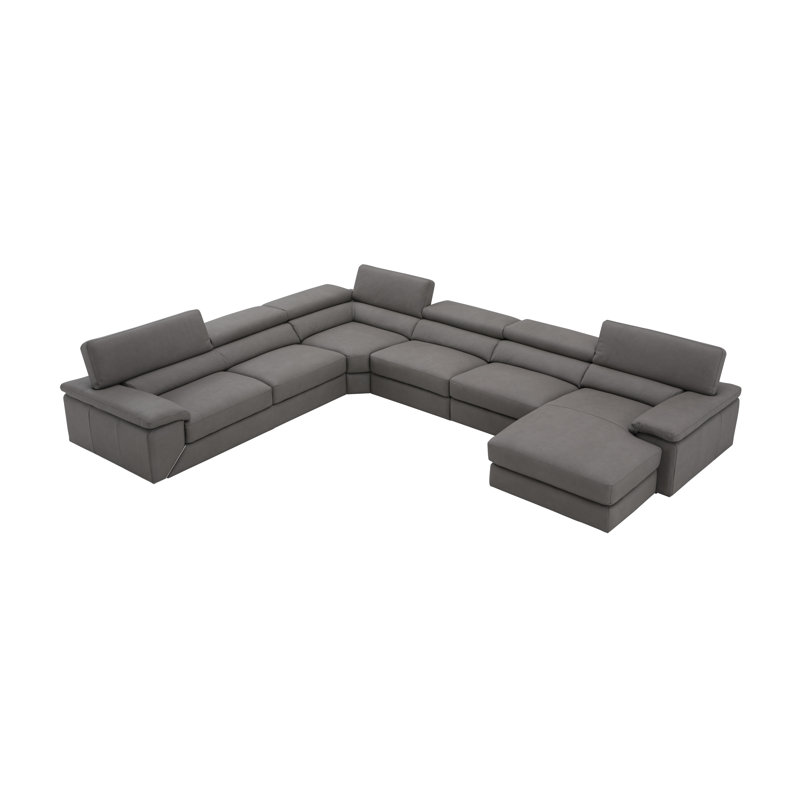 155" Wide Genuine Leather Sofa & Chaise, Left Hand Facing, Truffle Genuine Leather