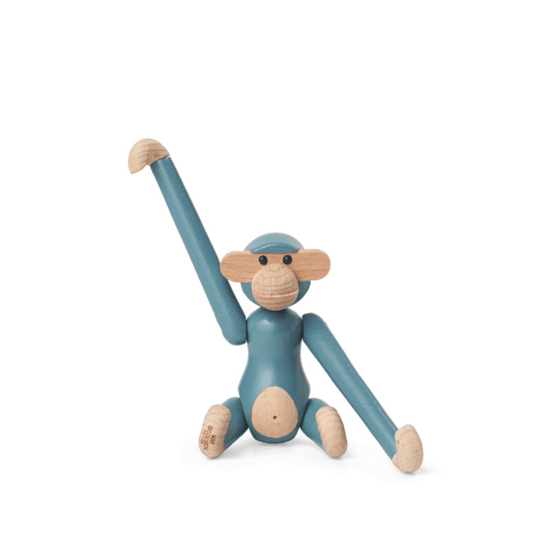Mini Monkey Figurine, Vintage Blue