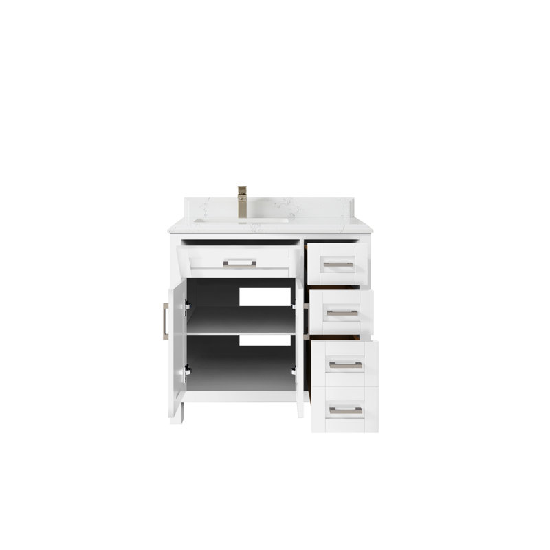 Ensemble de meuble-lavabo simple 36 po Gocha, Quartz Empira, Blanc