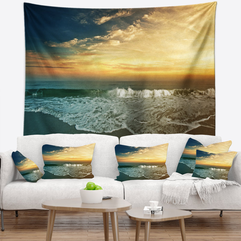 Tapisserie panoramique de paysage de plage, H 50 po x l 60 po
