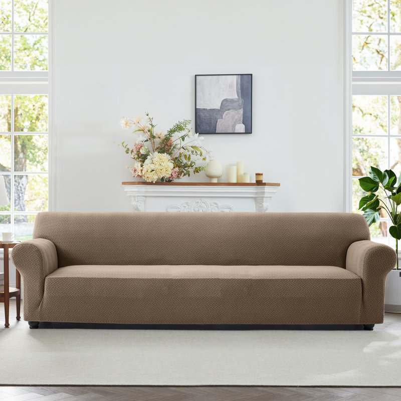 Luxury Stretchable Spandex Sofa Cover/Protector, 179 cm H x 320 cm W x 14 cm D, Coffee