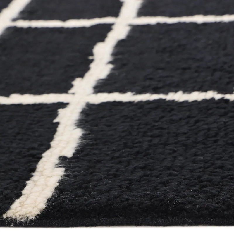 Paris Hand Knotted Area Rug in Black/White, Rectangle 3' x 5'