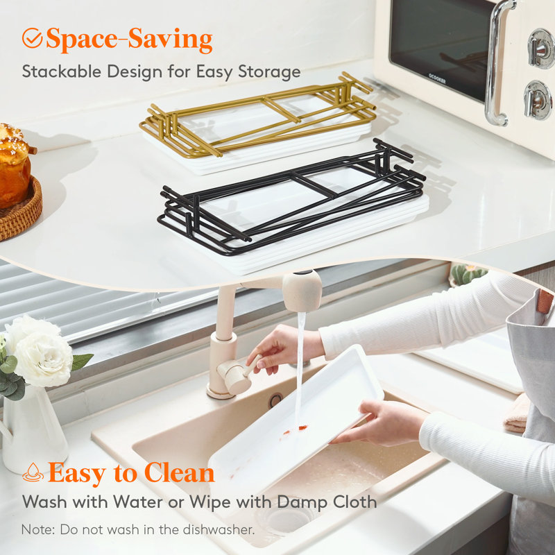 East Urban Home Plastic Divided Serving Dish, Gold