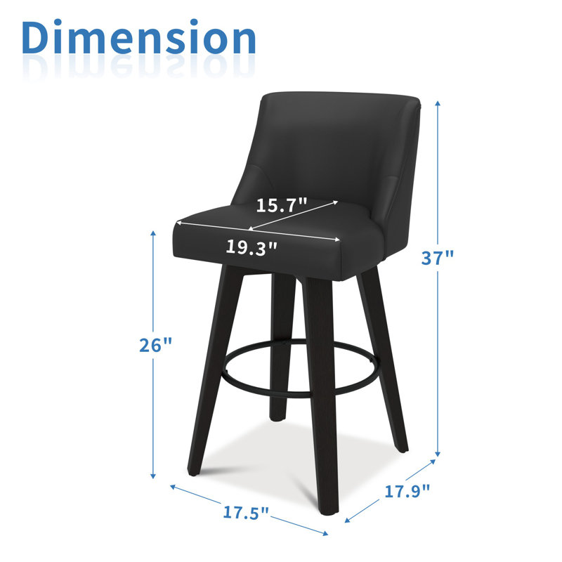 Hokku Designs & Makiba 360° Swivel Counter Height Bar Stool - CertiPUR-US Foam, Solid Wood Frame, Linen Upholstery, 2