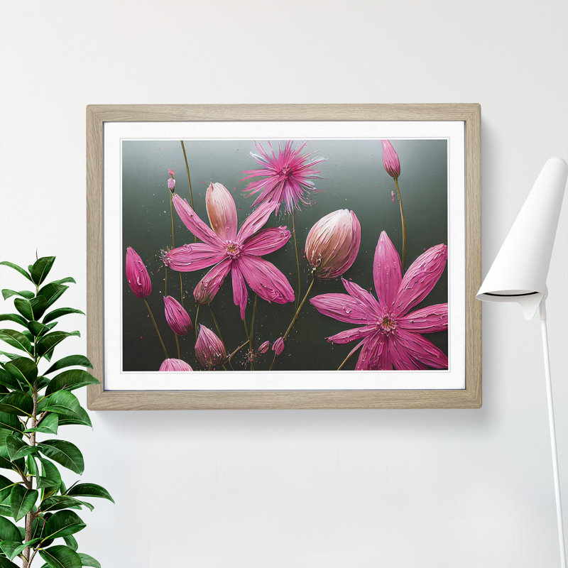 Captivating Wildflowers Floral - Framed Print, 25cm H x 34cm W x 2cm D, Oak