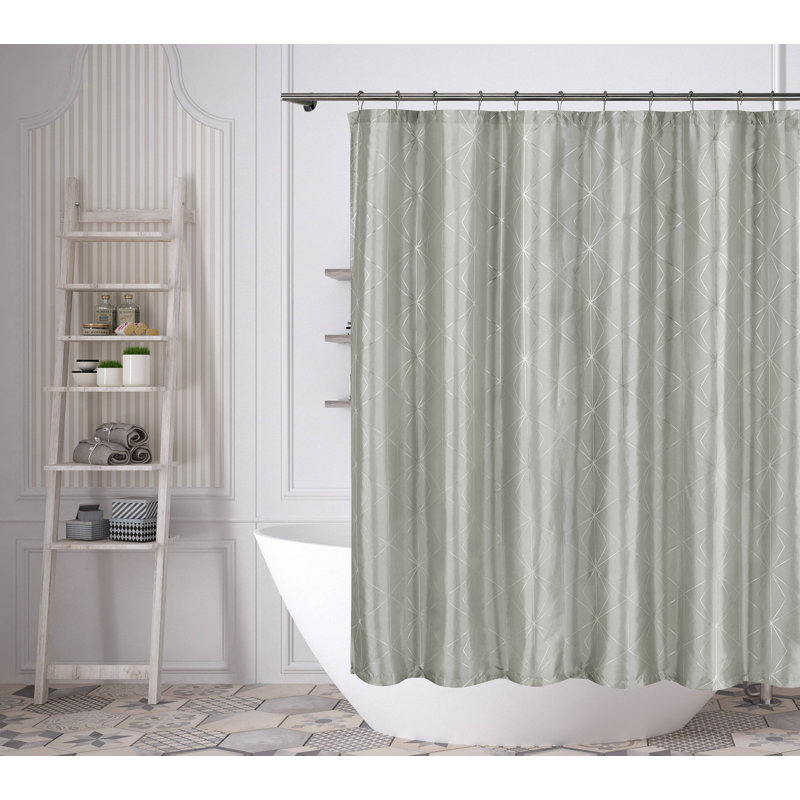 Stonebrook Geometric Shower Curtain, Silver