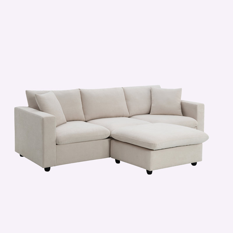 Canapé modulaire 3 pièces Khiyan, 100 % polyester beige