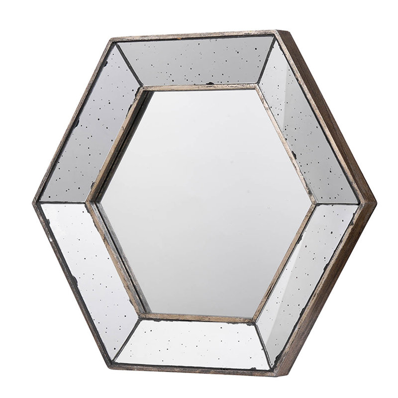 Unique Hexagonal Wall Mirror For Stylish Home Enhancement, 18.6" x 18.6"