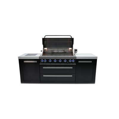 Mont Alpi 44-inch 6-Burner 115000 BTU Black Stainless Steel Outdoor Kitchen Barbecue Island Grill