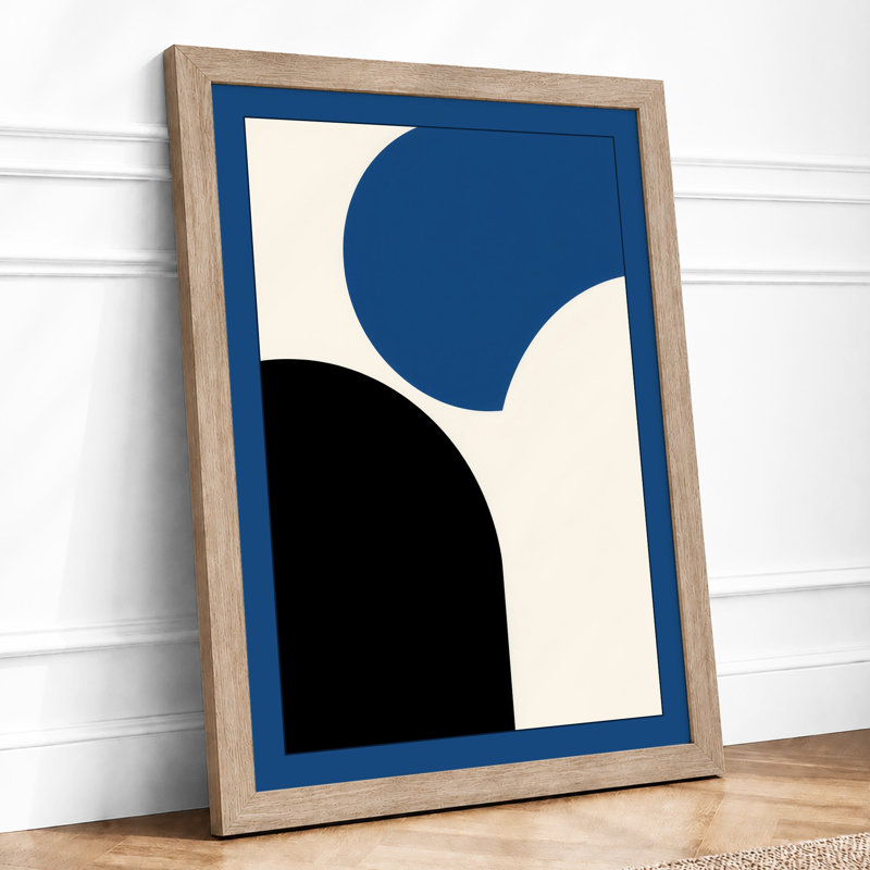Balanced Curves Minimalist - Framed Print, A2 - 59.4 x 42.0 cm, Oak