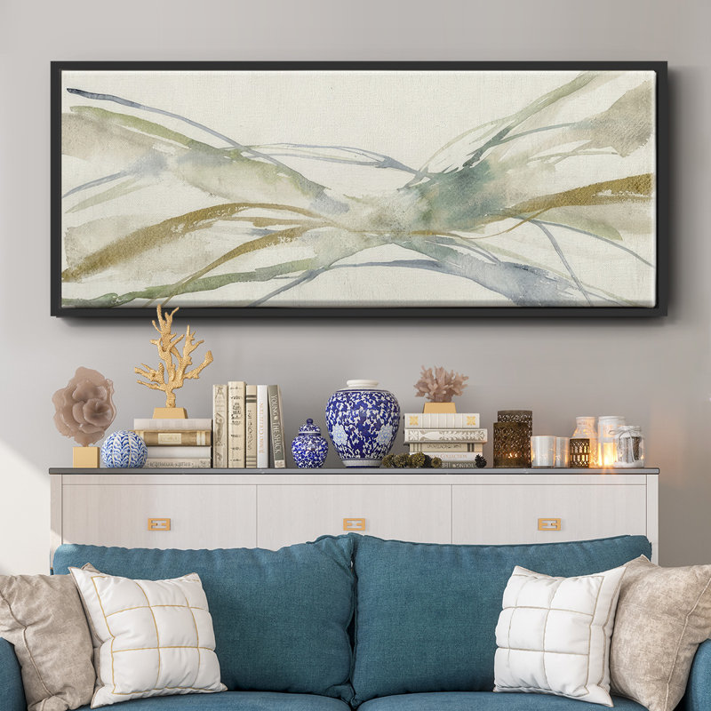 Watercolor Waves II- Framed Canvas, 8" H x 20" W