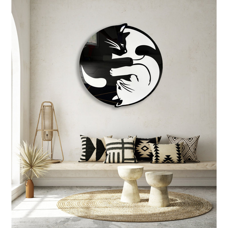 Décoration murale chat Yin Yang, H 26 po x l 25 po