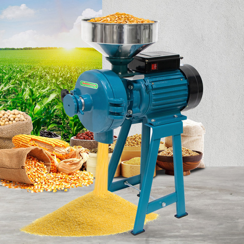3000W Blue Electric Commercial Grain Grinder with Funnel