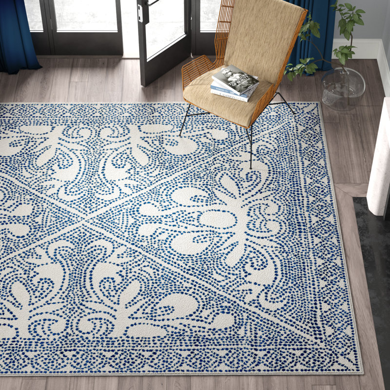 Demeo Damask Indoor Rug, Rectangle 6'7" x 9'