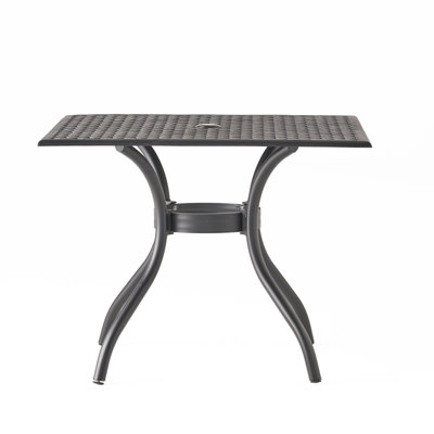 38.7" Square Aluminium Table, Black Sand Texture, For Outdoor Patio Dining 38.7x38.7, Appealing