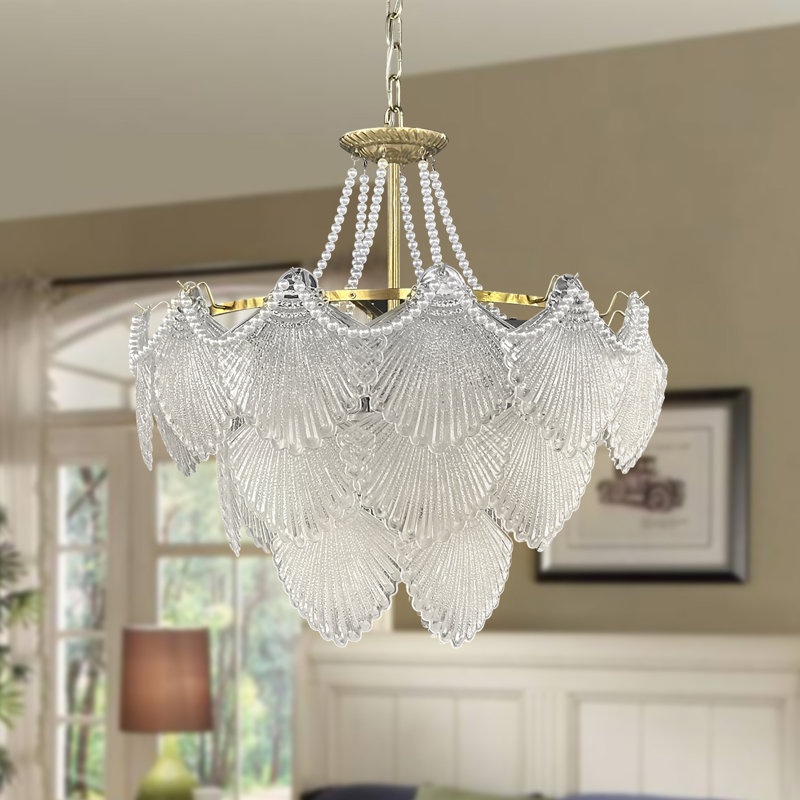 8-Light Tiered Gold K9 Crystal Chandelier