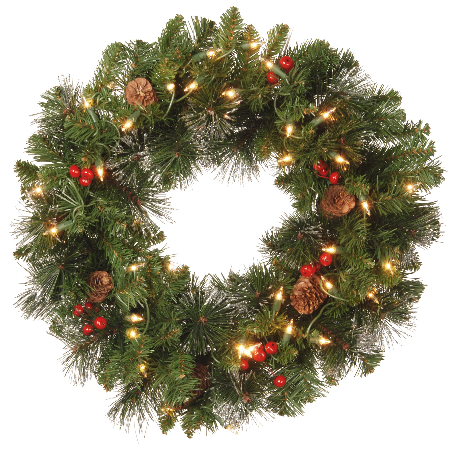 Pre-Lit Spruce Wreath, 20"