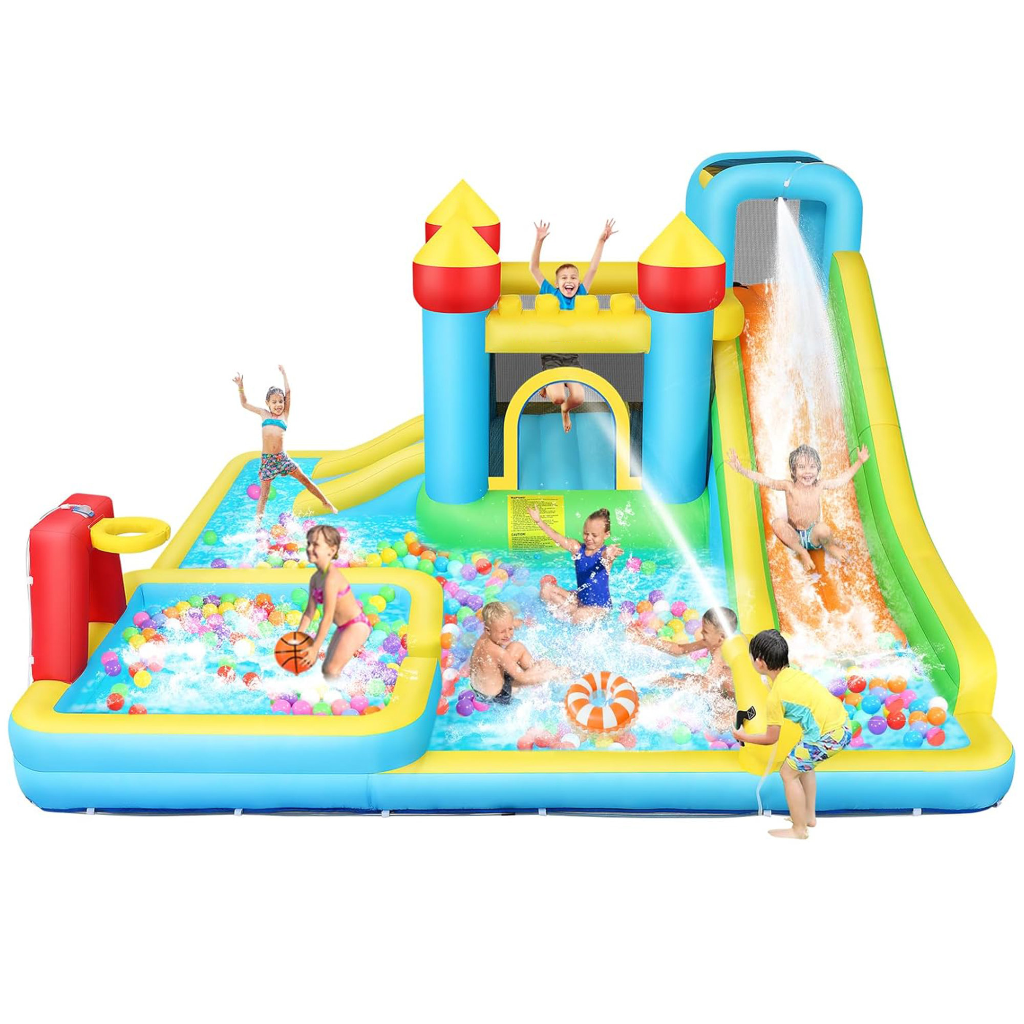 Sub 5 Box Water Inflatables DreamDwell Home 5' X 5' Kids Inflatable Water Slide With Bounce House ...