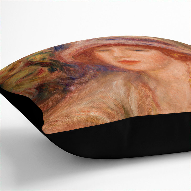 Woman Leaning Square Throw Cushion, Black, 40cm H x 40cm W x 15cm D