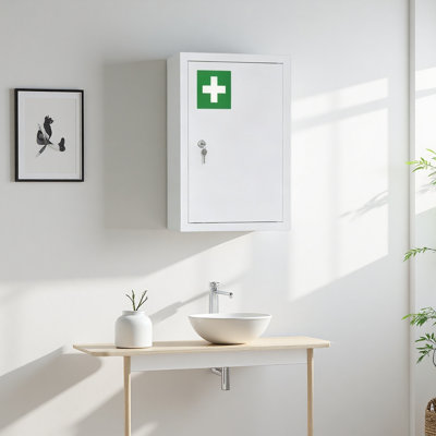 Armoire à pharmacie 12 po x 18 po verrouillable à 3 niveaux avec 2 clés et tablettes
