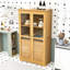 Armoire de cuisine autoportante avec portes en verre, 4 tiroirs et tablettes-670545560