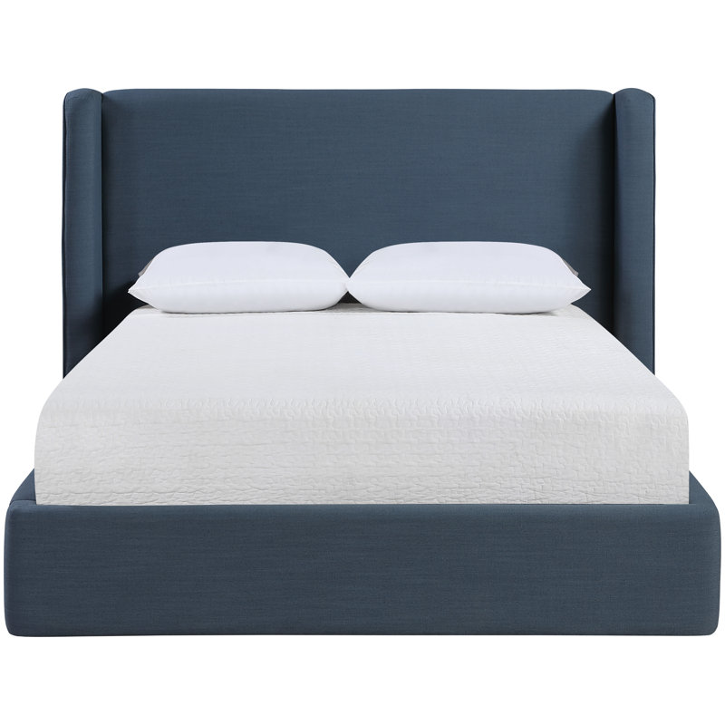 Kendall Wanaque Linen Textured Fabric Upholstered Bed, Navy Linen Textured Fabric, King