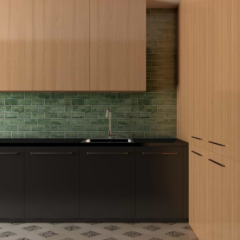 Nabi Subway 4.5x9 Subway Polished Glass Tile, Deep Emerald Green