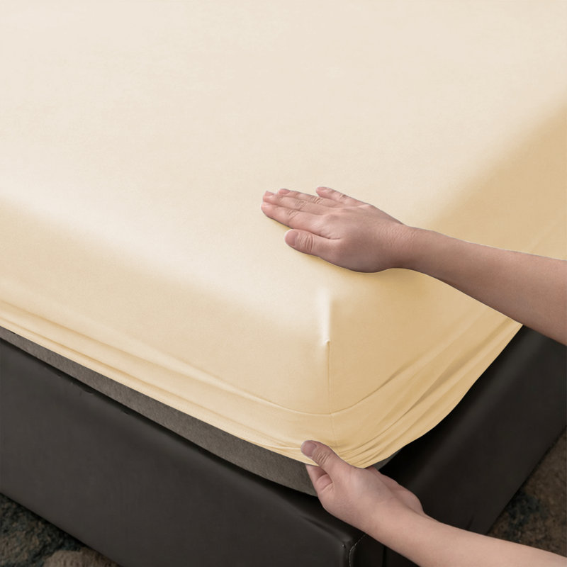 Aspire Homeware Premium 25cm Deep Fitted Sheet for Stylish and Comfortable Bedding, Cream, Double (4'6)